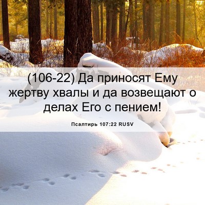 Picture 06 - Псалтирь 107:22 RUSV - (106-22) Да приносят Ему - Bible Verse Picture