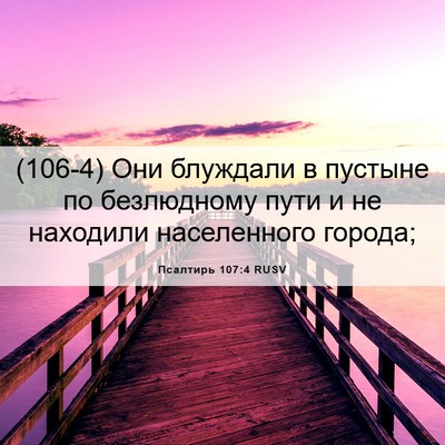 Picture 06 - Псалтирь 107:4 RUSV - (106-4) Они блуждали в пустыне - Bible Verse Picture
