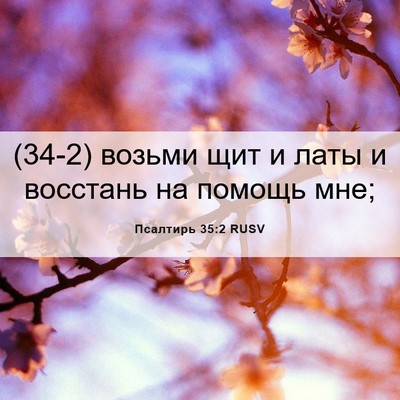 Picture 06 - Псалтирь 35:2 RUSV - (34-2) возьми щит и латы и - Bible Verse Picture