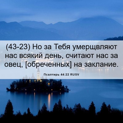 Picture 06 - Псалтирь 44:22 RUSV - (43-23) Но за Тебя умерщвляют - Bible Verse Picture