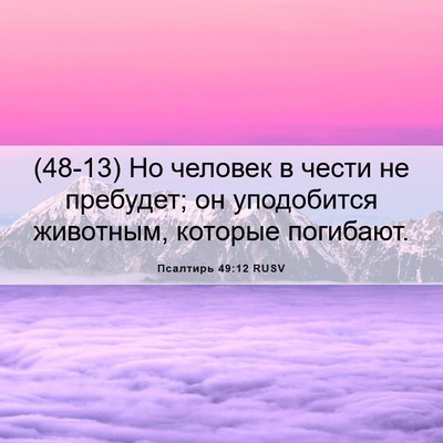 Picture 06 - Псалтирь 49:12 RUSV - (48-13) Но человек в чести не - Bible Verse Picture