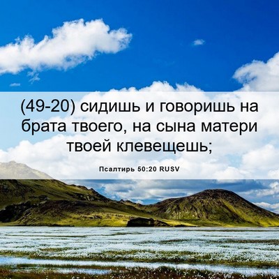 Picture 06 - Псалтирь 50:20 RUSV - (49-20) сидишь и говоришь на - Bible Verse Picture