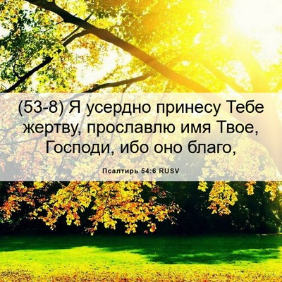 Picture 06 - Псалтирь 54:6 RUSV - (53-8) Я усердно принесу Тебе - Bible Verse Picture