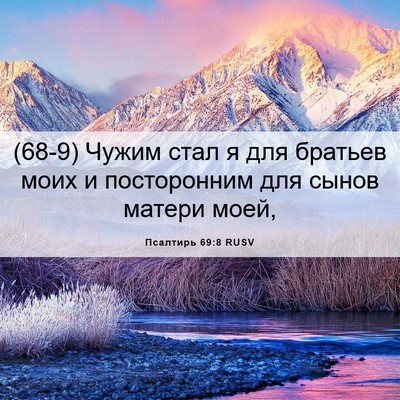 Picture 06 - Псалтирь 69:8 RUSV - (68-9) Чужим стал я для - Bible Verse Picture