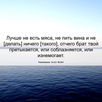 Picture 06 - Римлянам 14:21 RUSV - Лучше не есть мяса, не пить - Bible Verse Picture