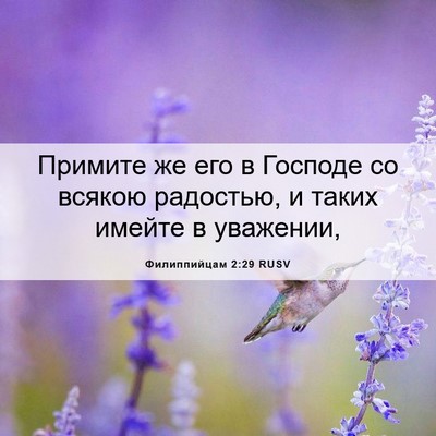 Picture 06 - Филиппийцам 2:29 RUSV - Примите же его в Господе со - Bible Verse Picture