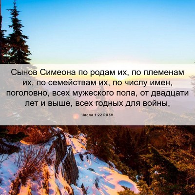 Picture 06 - Числа 1:22 RUSV - Сынов Симеона по родам их, - Bible Verse Picture