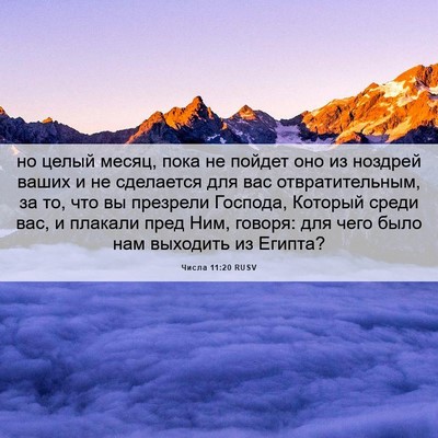 Picture 06 - Числа 11:20 RUSV - но целый месяц, пока не - Bible Verse Picture