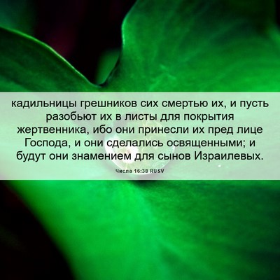 Picture 06 - Числа 16:38 RUSV - кадильницы грешников сих - Bible Verse Picture