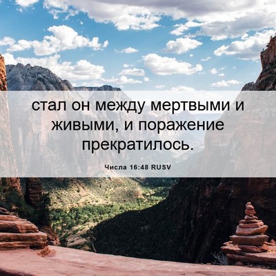 Picture 06 - Числа 16:48 RUSV - стал он между мертвыми и - Bible Verse Picture