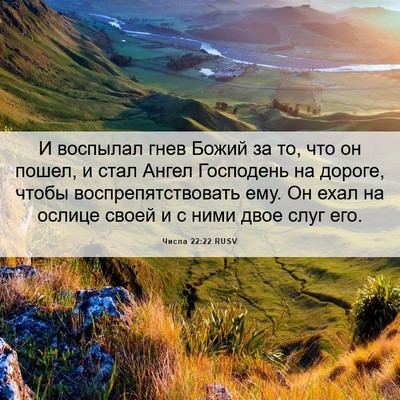Picture 06 - Числа 22:22 RUSV - И воспылал гнев Божий за - Bible Verse Picture