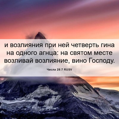 Picture 06 - Числа 28:7 RUSV - и возлияния при ней - Bible Verse Picture