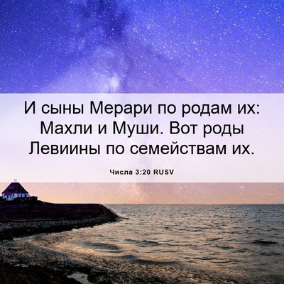 Picture 06 - Числа 3:20 RUSV - И сыны Мерари по родам их: - Bible Verse Picture