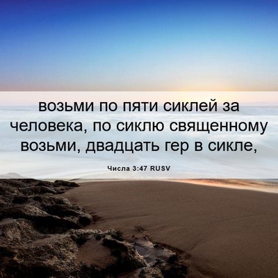 Picture 06 - Числа 3:47 RUSV - возьми по пяти сиклей за - Bible Verse Picture