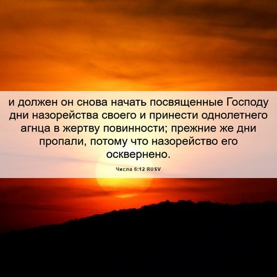 Picture 06 - Числа 6:12 RUSV - и должен он снова начать - Bible Verse Picture