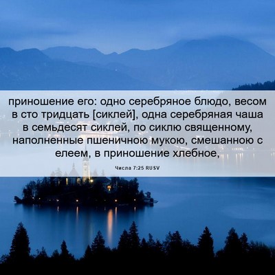 Picture 06 - Числа 7:25 RUSV - приношение его: одно - Bible Verse Picture