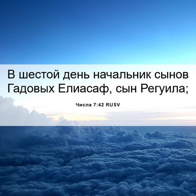 Picture 06 - Числа 7:42 RUSV - В шестой день начальник - Bible Verse Picture
