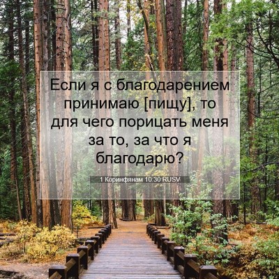 Picture 07 - 1 Коринфянам 10:30 RUSV - Если я с благодарением - Bible Verse Picture