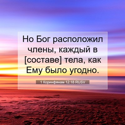 Picture 07 - 1 Коринфянам 12:18 RUSV - Но Бог расположил члены, - Bible Verse Picture