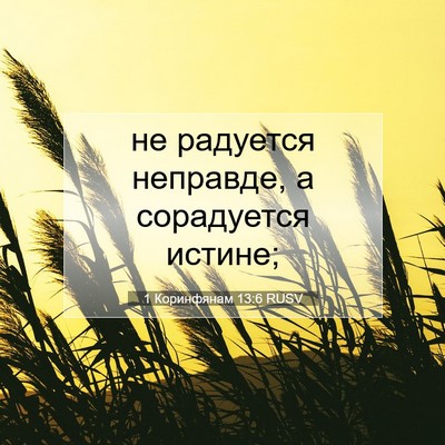 Picture 07 - 1 Коринфянам 13:6 RUSV - не радуется неправде, а - Bible Verse Picture