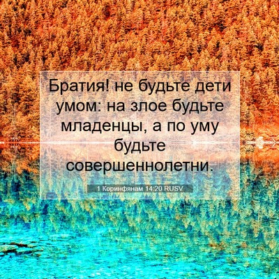 Picture 07 - 1 Коринфянам 14:20 RUSV - Братия! не будьте дети - Bible Verse Picture
