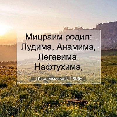 Picture 07 - 1 Паралипоменон 1:11 RUSV - Мицраим родил: Лудима, - Bible Verse Picture