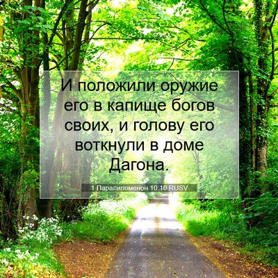 Picture 07 - 1 Паралипоменон 10:10 RUSV - И положили оружие его в - Bible Verse Picture