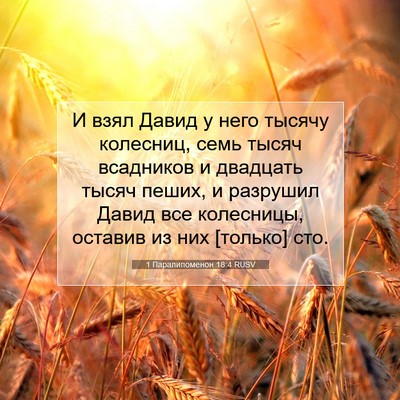 Picture 07 - 1 Паралипоменон 18:4 RUSV - И взял Давид у него тысячу - Bible Verse Picture