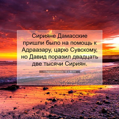 Picture 07 - 1 Паралипоменон 18:5 RUSV - Сирияне Дамасские пришли - Bible Verse Picture