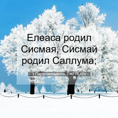 Picture 07 - 1 Паралипоменон 2:40 RUSV - Елеаса родил Сисмая, - Bible Verse Picture