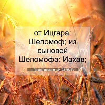 Picture 07 - 1 Паралипоменон 24:22 RUSV - от Ицгара: Шеломоф; из - Bible Verse Picture