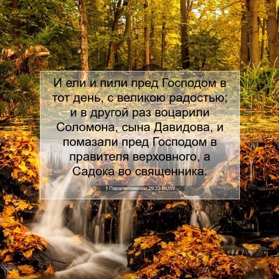 Picture 07 - 1 Паралипоменон 29:22 RUSV - И ели и пили пред Господом - Bible Verse Picture
