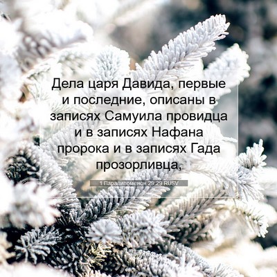 Picture 07 - 1 Паралипоменон 29:29 RUSV - Дела царя Давида, первые и - Bible Verse Picture