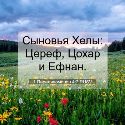 Picture 07 - 1 Паралипоменон 4:7 RUSV - Сыновья Хелы: Цереф, Цохар - Bible Verse Picture