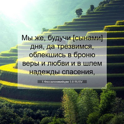Picture 07 - 1 Фессалоникийцам 5:8 RUSV - Мы же, будучи [сынами] дня, - Bible Verse Picture