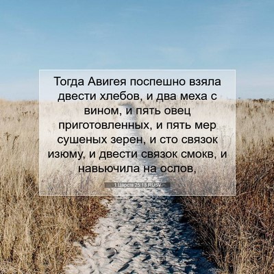 Picture 07 - 1 Царств 25:18 RUSV - Тогда Авигея поспешно - Bible Verse Picture