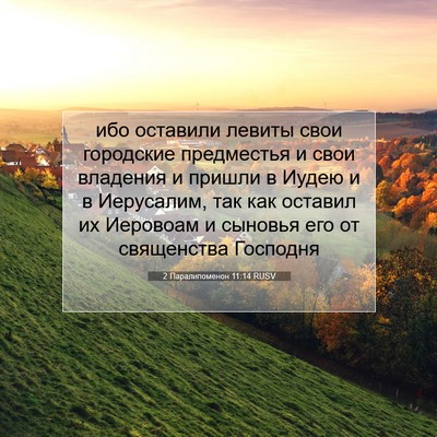 Picture 07 - 2 Паралипоменон 11:14 RUSV - ибо оставили левиты свои - Bible Verse Picture