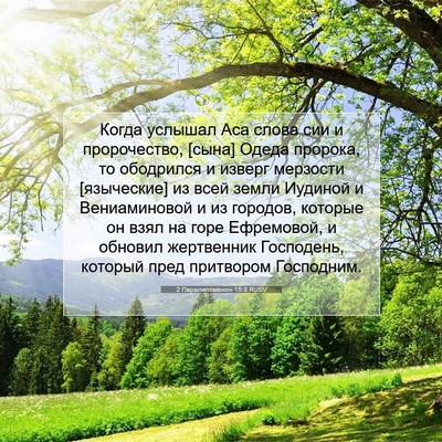 Picture 07 - 2 Паралипоменон 15:8 RUSV - Когда услышал Аса слова - Bible Verse Picture