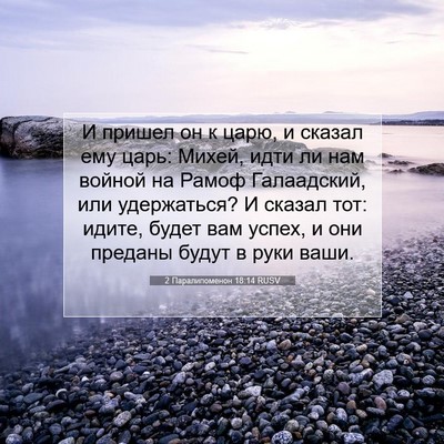 Picture 07 - 2 Паралипоменон 18:14 RUSV - И пришел он к царю, и сказал - Bible Verse Picture