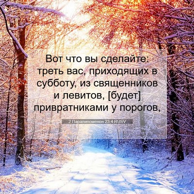 Picture 07 - 2 Паралипоменон 23:4 RUSV - Вот что вы сделайте: треть - Bible Verse Picture