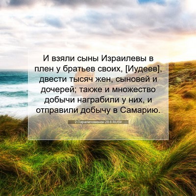 Picture 07 - 2 Паралипоменон 28:8 RUSV - И взяли сыны Израилевы в - Bible Verse Picture
