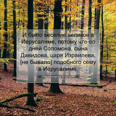 Picture 07 - 2 Паралипоменон 30:26 RUSV - И было веселие великое в - Bible Verse Picture