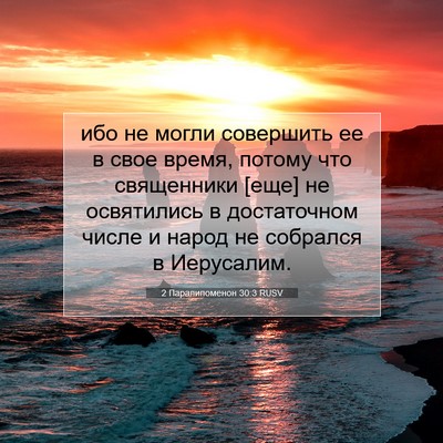 Picture 07 - 2 Паралипоменон 30:3 RUSV - ибо не могли совершить ее в - Bible Verse Picture