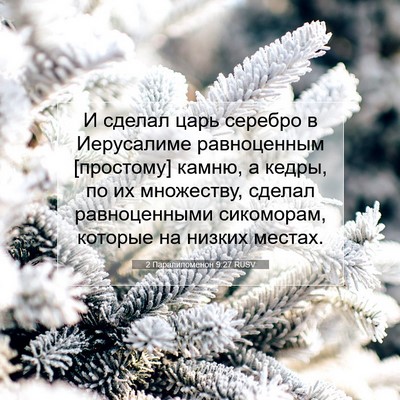 Picture 07 - 2 Паралипоменон 9:27 RUSV - И сделал царь серебро в - Bible Verse Picture