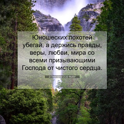 Picture 07 - 2 Тимофею 2:22 RUSV - Юношеских похотей убегай, - Bible Verse Picture