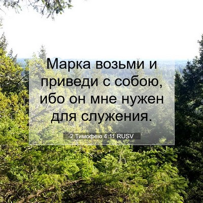 Picture 07 - 2 Тимофею 4:11 RUSV - Марка возьми и приведи с - Bible Verse Picture