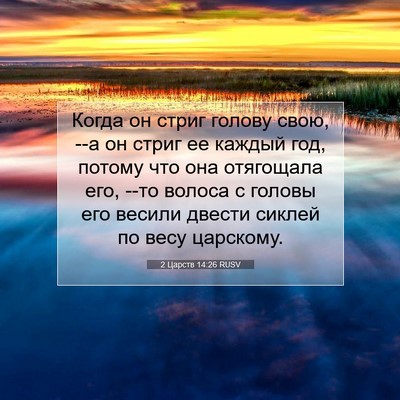 Picture 07 - 2 Царств 14:26 RUSV - Когда он стриг голову свою, - Bible Verse Picture