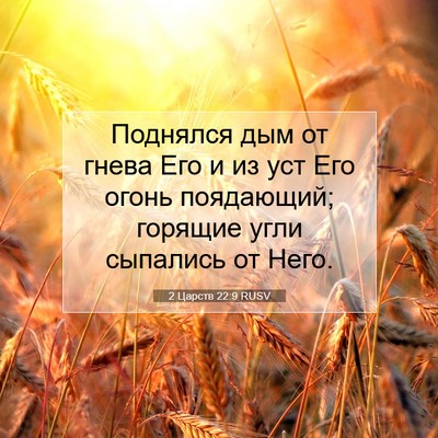Picture 07 - 2 Царств 22:9 RUSV - Поднялся дым от гнева Его и - Bible Verse Picture
