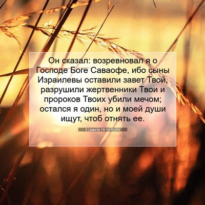 Picture 07 - 3 Царств 19:14 RUSV - Он сказал: возревновал я о - Bible Verse Picture