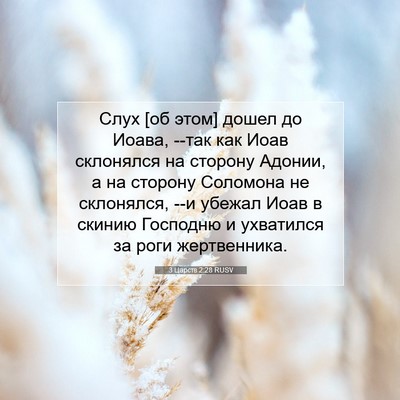Picture 07 - 3 Царств 2:28 RUSV - Слух [об этом] дошел до - Bible Verse Picture
